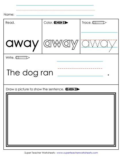 Worksheet 3: Away (Printable PDF Worksheet)