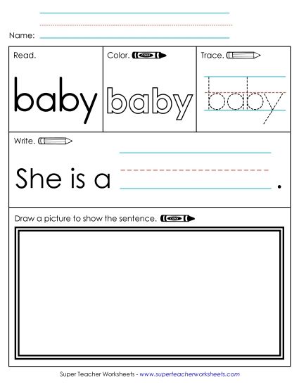 Worksheet 3: Baby (Printable PDF Worksheet)