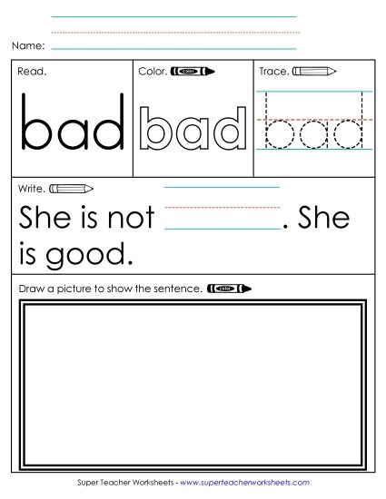 Worksheet 3: Bad (Printable PDF Worksheet)