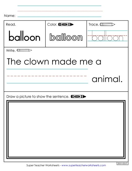 Worksheet 3: Balloon (Printable PDF Worksheet)