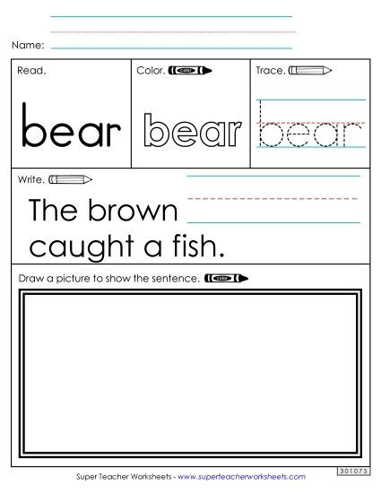 Worksheet 3: Bear (Printable PDF Worksheet)