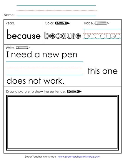Worksheet 3: Because (Printable PDF Worksheet)