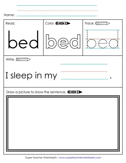 Worksheet 3: Bed (Printable PDF Worksheet)