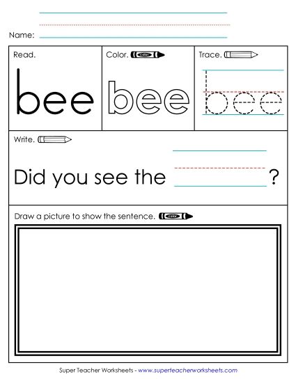 Worksheet 3: Bee (Printable PDF Worksheet)