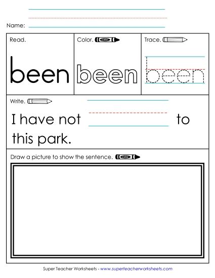 Worksheet 3: Been (Printable PDF Worksheet)