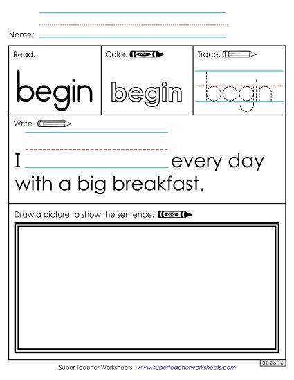 Worksheet 3: Begin (Printable PDF Worksheet)