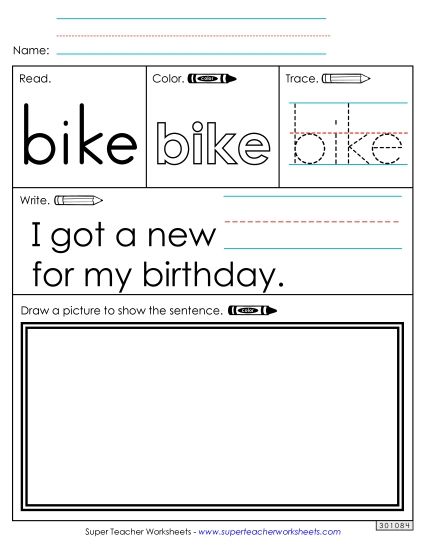 Worksheet 3: Bike (Printable PDF Worksheet)