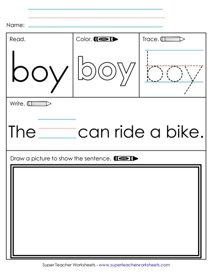 Worksheet 3: Boy (Printable PDF Worksheet)