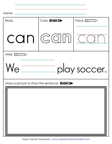 Worksheet 3: Can (Printable PDF Worksheet)