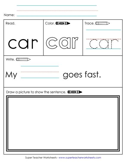 Worksheet 3: Car (Printable PDF Worksheet)