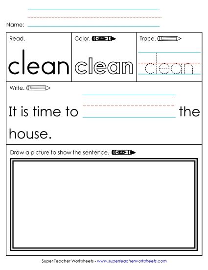 Worksheet 3: Clean (Printable PDF Worksheet)