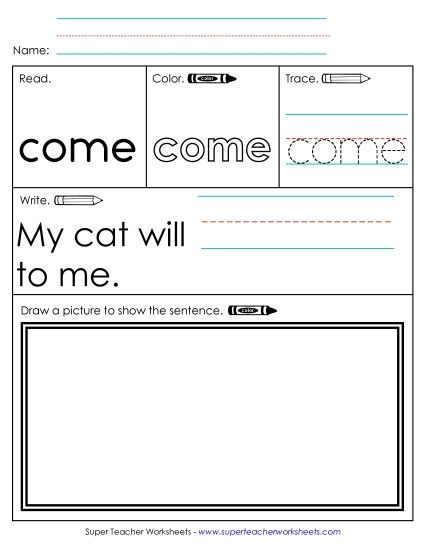 Worksheet 3: Come (Printable PDF Worksheet)