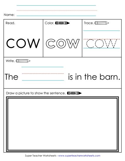 Worksheet 3: Cow (Printable PDF Worksheet)