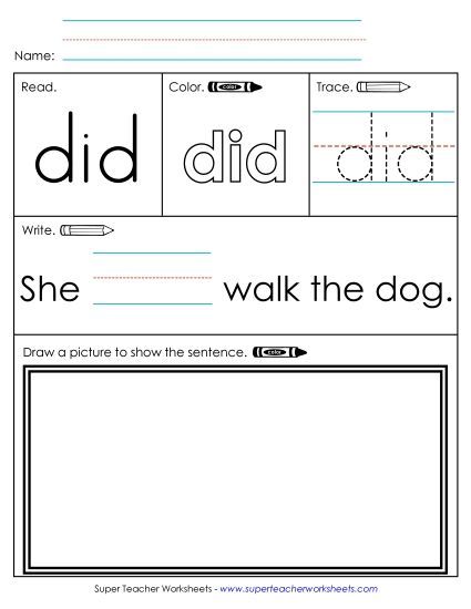 Worksheet 3: Did (Printable PDF Worksheet)