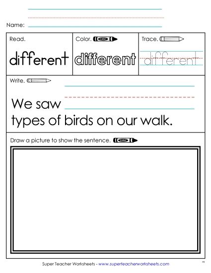 Worksheet 3: Different (Printable PDF Worksheet)