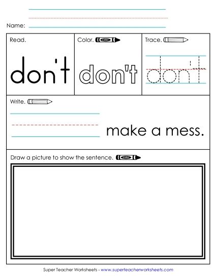 Worksheet 3: Don't (Printable PDF Worksheet)