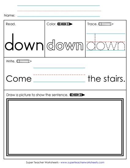Worksheet 3: Down (Printable PDF Worksheet)