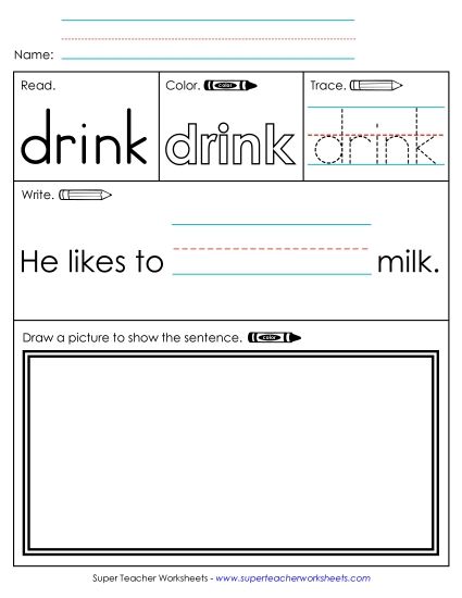 Worksheet 3: Drink (Printable PDF Worksheet)