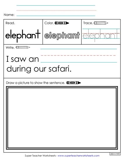 Worksheet 3: Elephant (Printable PDF Worksheet)