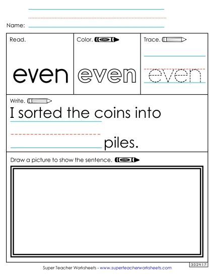 Worksheet 3: Even (Printable PDF Worksheet)