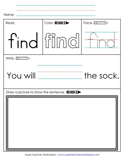 Worksheet 3: Find (Printable PDF Worksheet)