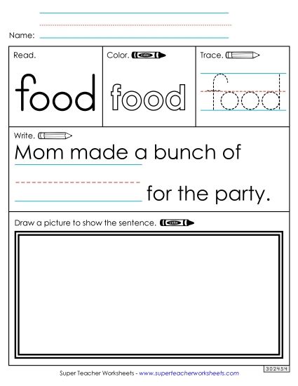 Worksheet 3: Food (Printable PDF Worksheet)