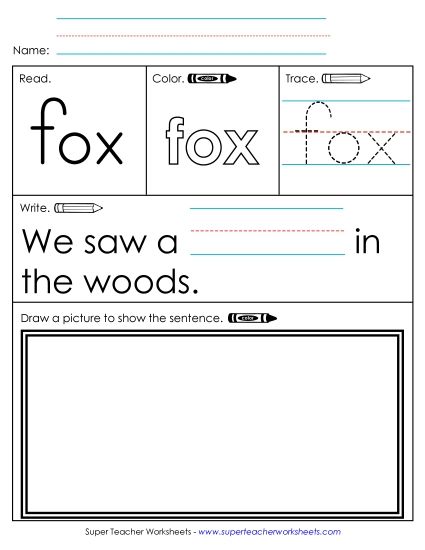 Worksheet 3: Fox (Printable PDF Worksheet)