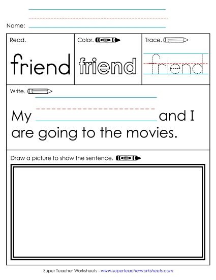 Worksheet 3: Friend (Printable PDF Worksheet)