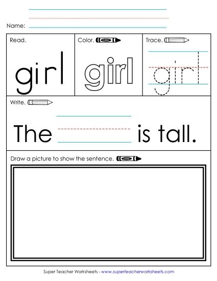 Worksheet 3: Girl (Printable PDF Worksheet)