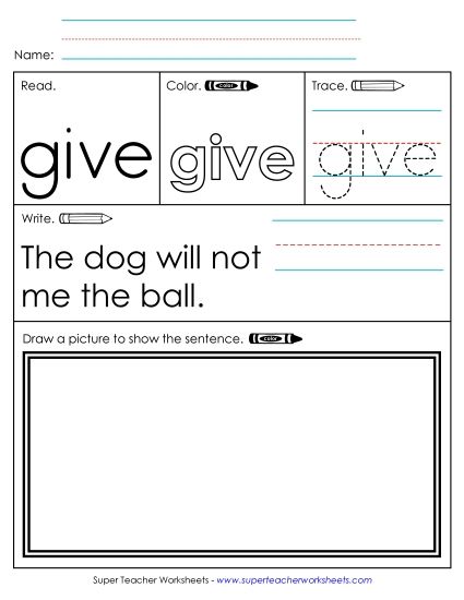 Worksheet 3: Give (Printable PDF Worksheet)