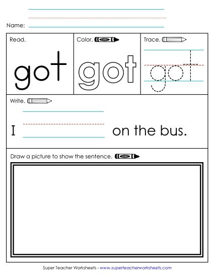 Worksheet 3: Got (Printable PDF Worksheet)