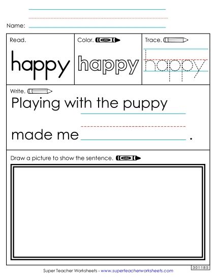 Worksheet 3: Happy (Printable PDF Worksheet)