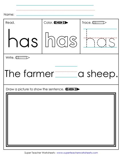 Worksheet 3: Has (Printable PDF Worksheet)