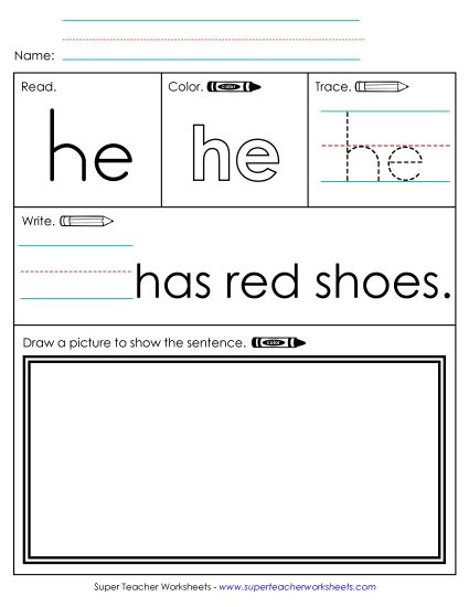 Worksheet 3: He (Printable PDF Worksheet)