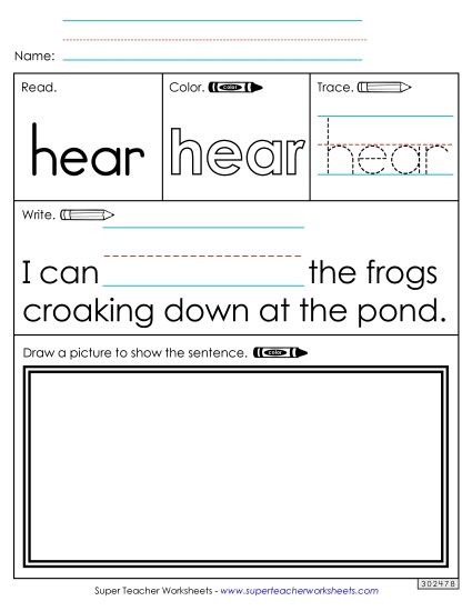 Worksheet 3: Hear (Printable PDF Worksheet)