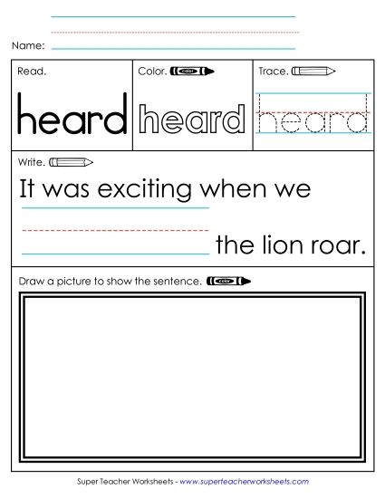 Worksheet 3: Heard (Printable PDF Worksheet)