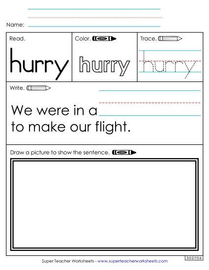 Worksheet 3: Hurry (Printable PDF Worksheet)