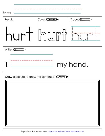 Worksheet 3: Hurt (Printable PDF Worksheet)