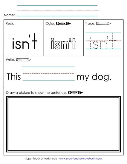 Worksheet 3: Isn't (Printable PDF Worksheet)