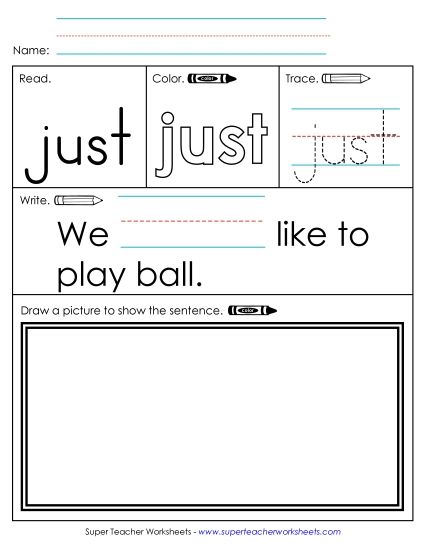 Worksheet 3: Just (Printable PDF Worksheet)