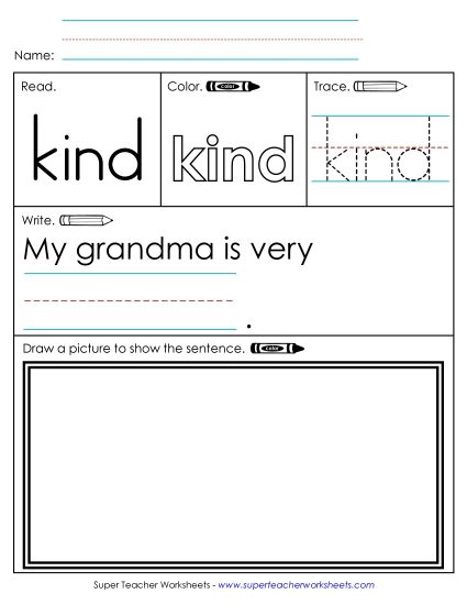 Worksheet 3: Kind (Printable PDF Worksheet)