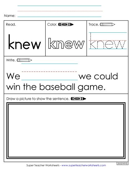 Worksheet 3: Knew (Printable PDF Worksheet)