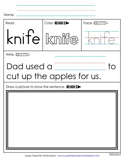 Worksheet 3: Knife (Printable PDF Worksheet)