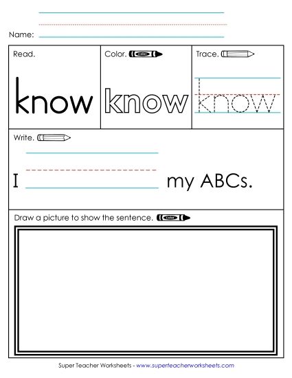 Worksheet 3: Know (Printable PDF Worksheet)