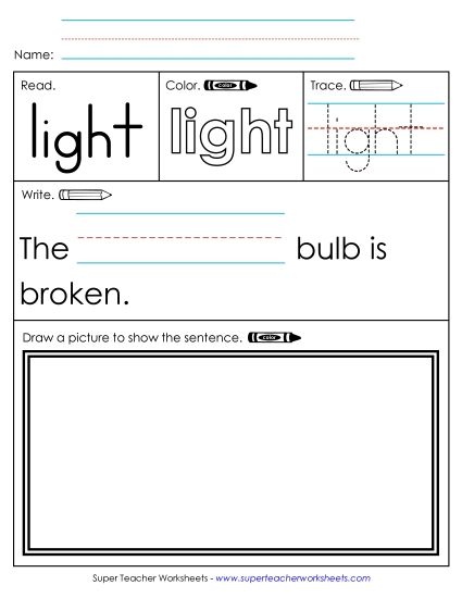 Worksheet 3: Light (Printable PDF Worksheet)