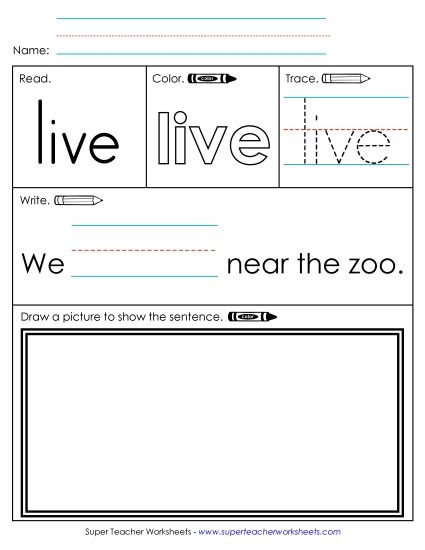 Worksheet 3: Live (Printable PDF Worksheet)
