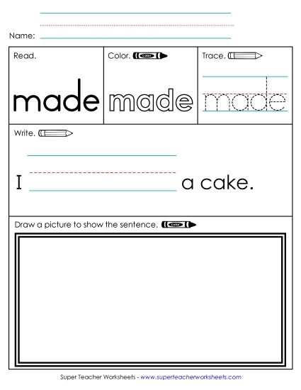 Worksheet 3: Made (Printable PDF Worksheet)