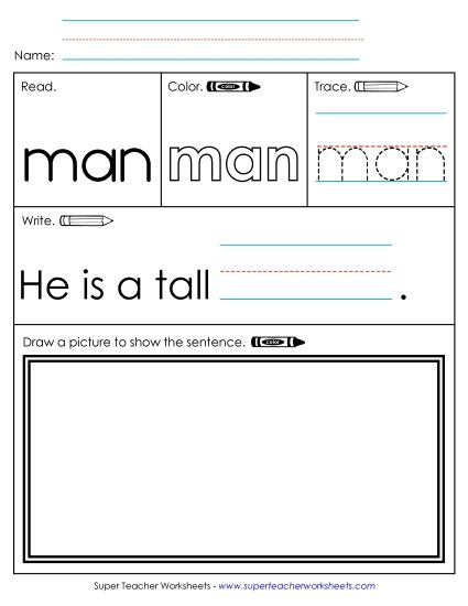 Worksheet 3: Man (Printable PDF Worksheet)