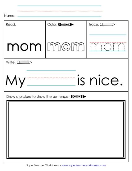 Worksheet 3: Mom (Printable PDF Worksheet)
