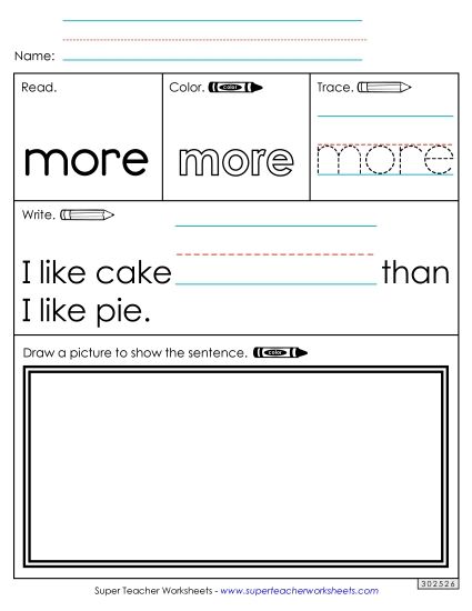 Worksheet 3: More (Printable PDF Worksheet)